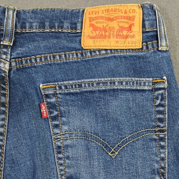 Levi's Jeans Men's 33x30 Fits 32x26 Blue 511 Slim Fit Tapered Leg Denim - Picture 4 of 12